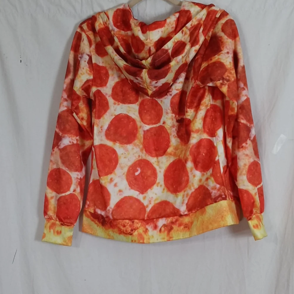 Unisex Pizza pattern long sleeve hoodie scuba like - Picture 9 of 9